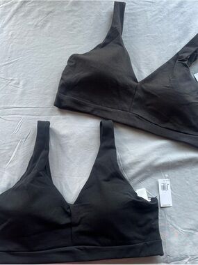 Old Navy PowerChill Sports Bra Set Light Support Black Padded Womens L New